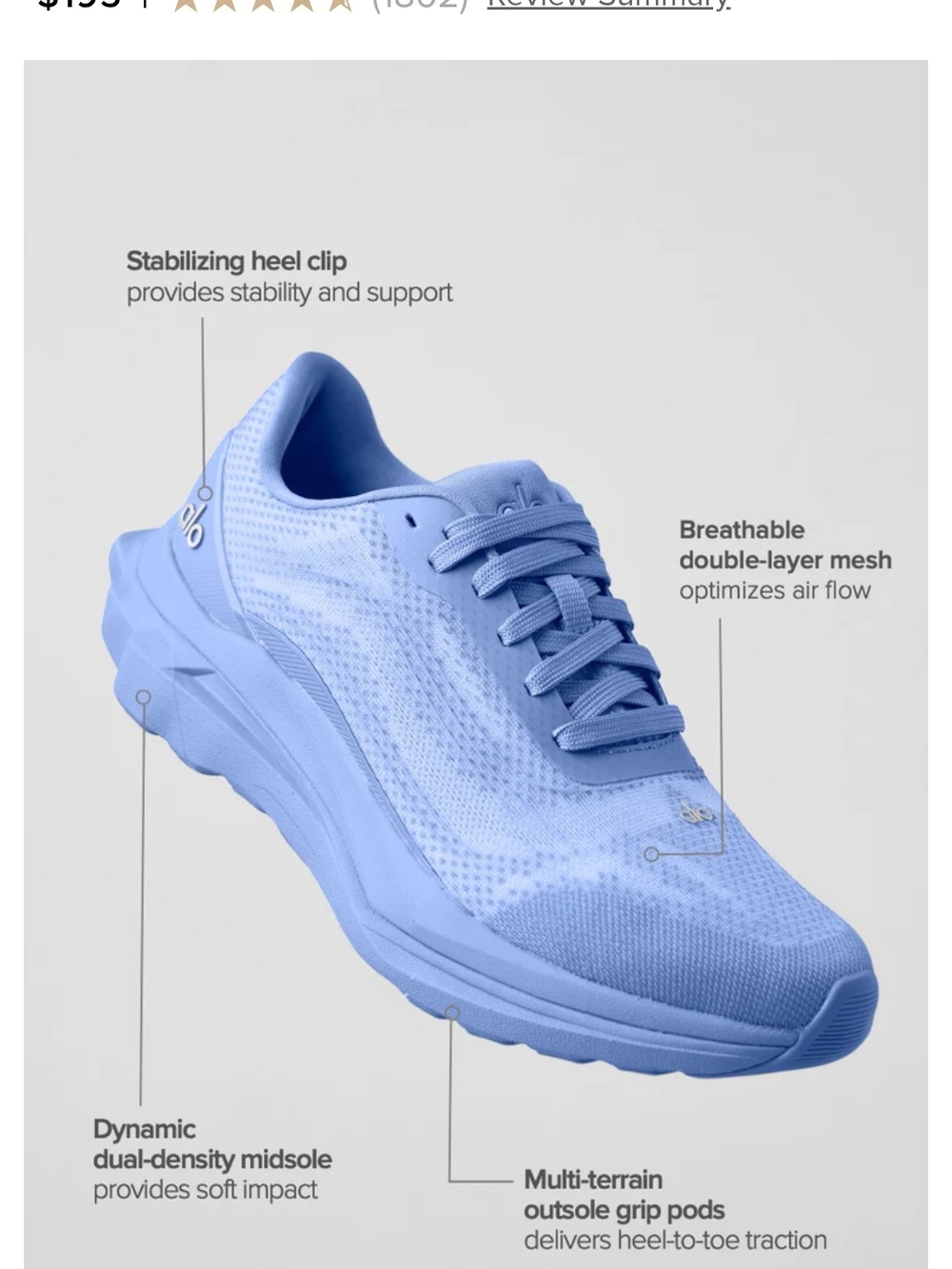 Alo Yoga Runners Crystal Clear Blue 8 Sold Out Online